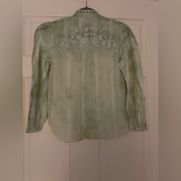 Ronda Embroidered Sleeve Blouse— Love Shack Fancy (Moss Green) - Picture 11 of 12
